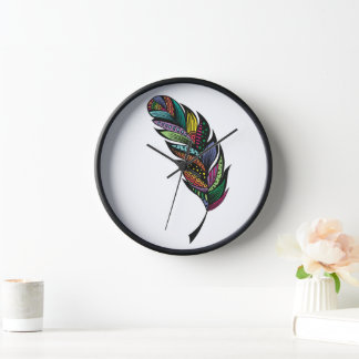 Tribal Feather Wall Clock Uhr