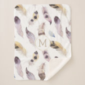 Tribal Federn Muster pastellfarbene Wasserfarben Sherpadecke (Vorderseite)