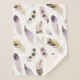 Tribal Federn Muster pastellfarbene Wasserfarben Sherpadecke