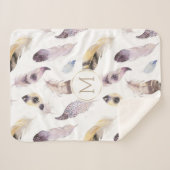 Tribal Federn Muster pastellfarbene Wasserfarben Sherpadecke (Vorderseite (Horizontal))