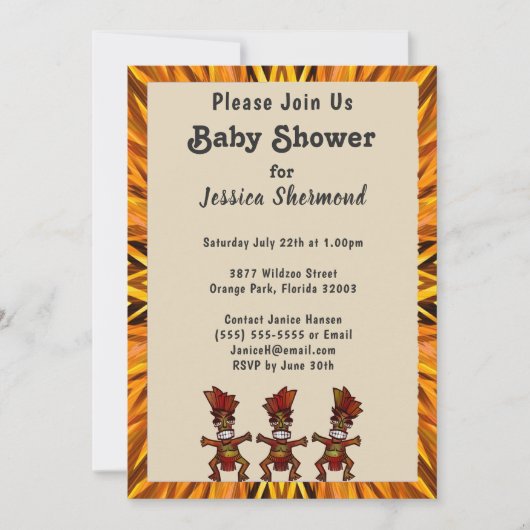 Tribal Fertilität Tanz Golden Abstrakt Baby Shower Einladung (Vorderseite)