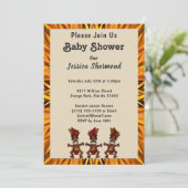 Tribal Fertilität Tanz Golden Abstrakt Baby Shower Einladung (Stehend Vorderseite)