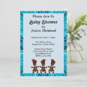 Tribal Fertility Dance Blue Abstrakt Baby Shower Einladung (Stehend Vorderseite)