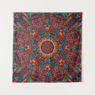 Tribal Festive: farbenfrohe ethnische Muster Wandteppich