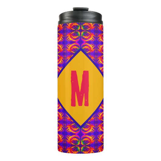 Tribal Fiery mit Ihrem Monogramm Thermosbecher (Vorderseite)