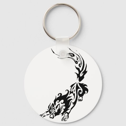Tribal Fiery Wolf Pouncing.png Schlüsselanhänger (Vorderseite)