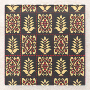 Tribal Floral: Vintages Muster Eleganz Glasuntersetzer