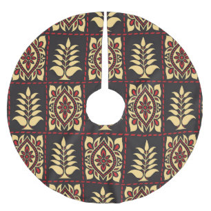 Tribal Floral: Vintages Muster Eleganz Polyester Weihnachtsbaumdecke