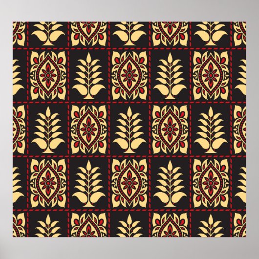 Tribal Floral: Vintages Muster Eleganz Poster (Vorne)