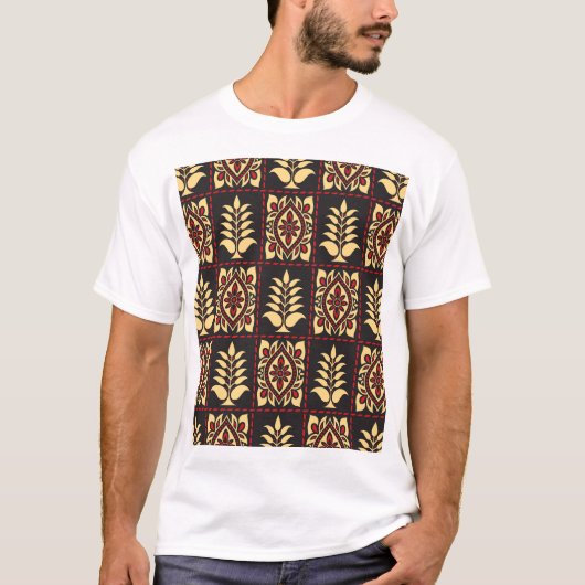 Tribal Floral: Vintages Muster Eleganz T-Shirt (Vorderseite)