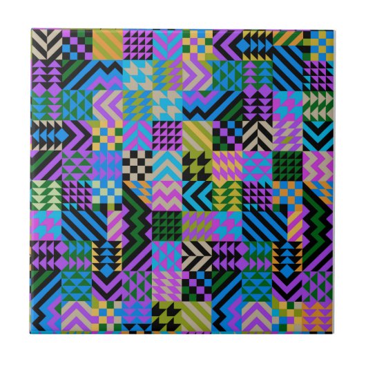 Tribal Folk Art - Blue Fliese (Vorderseite)