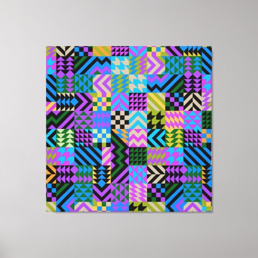 Tribal Folk Art - Blue Leinwanddruck (Vorderseite)