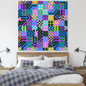 Tribal Folk Art - Blue Leinwanddruck (Insitu (Schlafzimmer))