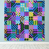 Tribal Folk Art - Blue Leinwanddruck (Insitu (Holzboden))