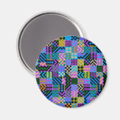 Tribal Folk Art - Blue Magnet (Vorderseite/Rückseite)