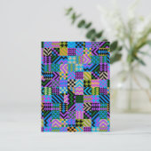 Tribal Folk Art - Blue Postkarte (Stehend Vorderseite)