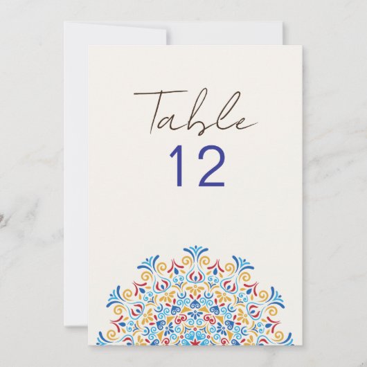 Tribal Folk Culture Mandala Wedding Table Number Einladung (Vorderseite)