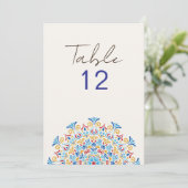 Tribal Folk Culture Mandala Wedding Table Number Einladung (Stehend Vorderseite)