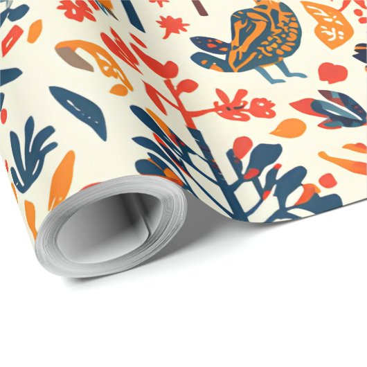 Tribal Folk Pattern Gift Wrap Vibrant Ethnic Desig Geschenkpapier (Rolleneckpunkt)