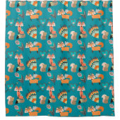 Tribal Fox Aquamarines Muster Duschvorhang (Vorderseite)
