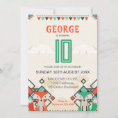 Tribal Fox, bunte geometrische Formen zum Geburtst Einladung (Vorderseite)