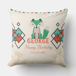 Tribal Fox farbenfrohe geometrische Formen Geburts Kissen