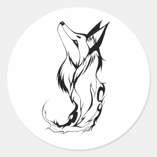 Tribal Fox Tattoo Design Runder Aufkleber (Vorderseite)