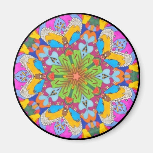 Tribal Fraktal Mandala Star Blume Magnet (Vorne)