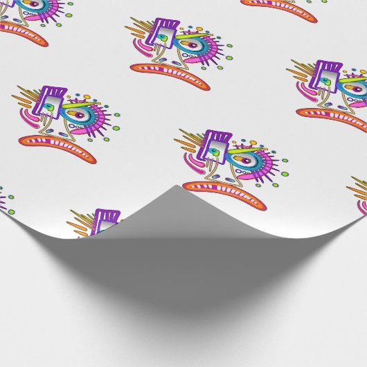 TRIBAL FROWNIE EMOJI MEEMOGIE GESCHENKPAPIER (Ecke)