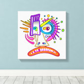 TRIBAL FROWNIE EMOJI MEEMOGIE LEINWANDDRUCK (Insitu (Holzboden))