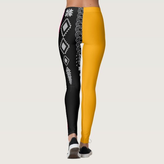 Tribal Fusion Fett Gelb & Rosa mit Leggings (Rückseite)