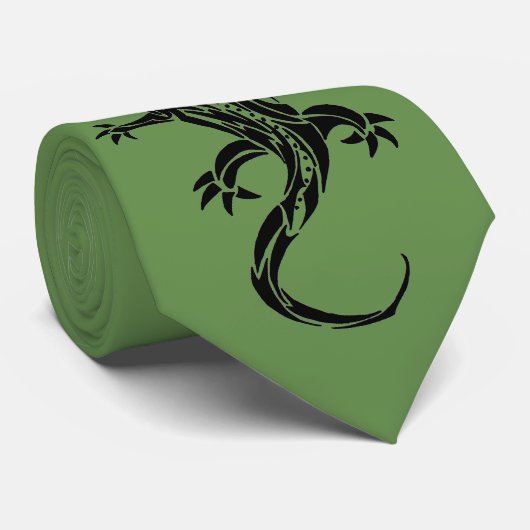 Tribal Gecko Green Neck Tie Krawatte (Gerollt)
