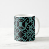 Tribal Gemis Black & Aquamarin Pattern Kaffee Tass Kaffeetasse (VorderseiteRechts)
