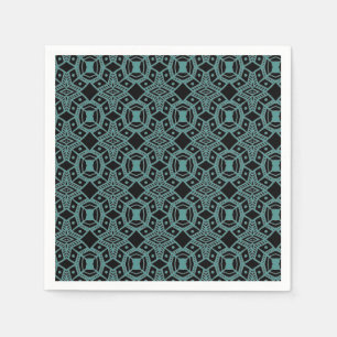 Tribal Gemis Black & Aquamarin Pattern Papier Napk Serviette