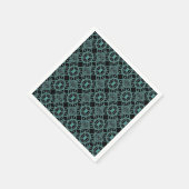 Tribal Gemis Black & Aquamarin Pattern Papier Napk Serviette (Ecke)