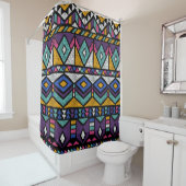 Tribal Geometric Aztec: Farbiges Vintages Muster Duschvorhang (Beispiel)