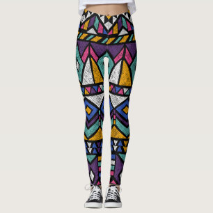 Tribal Geometric Aztec: Farbiges Vintages Muster Leggings