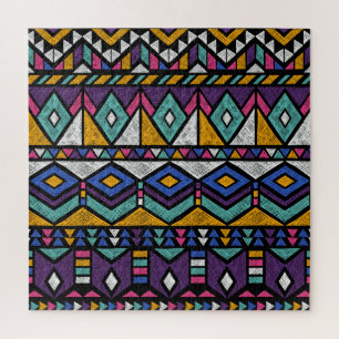 Tribal Geometric Aztec: Farbiges Vintages Muster Puzzle