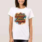 Tribal Geometric Follow Dreams Panther Feathers T-Shirt (Vorderseite)