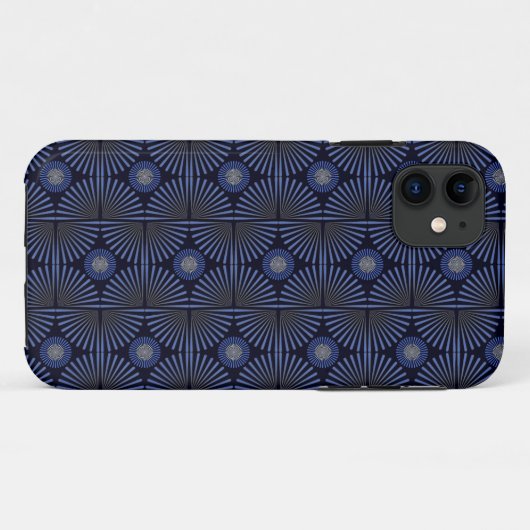 Tribal Geometric grau & blau Case-Mate iPhone Hülle (Rückseite (Horizontal))