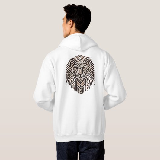 "Tribal Geometric Lion Art T - Shirt" Hoodie (Schwarz voll)
