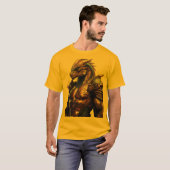 Tribal Geometric Lion mit Dragon Inspiriert Muster T-Shirt (Vorne ganz)
