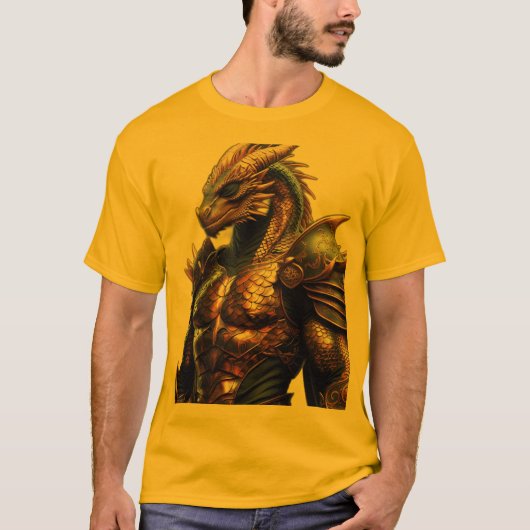 Tribal Geometric Lion mit Dragon Inspiriert Muster T-Shirt (Vorderseite)