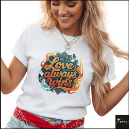 Tribal Geometric Love Always Wins Mandala T-Shirt