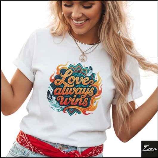 Tribal Geometric Love Always Wins Mandala T-Shirt