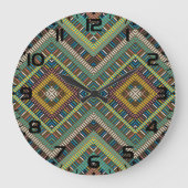Tribal Geometric Muster Boho Ethnic Aztec Große Wanduhr (Vorderseite)