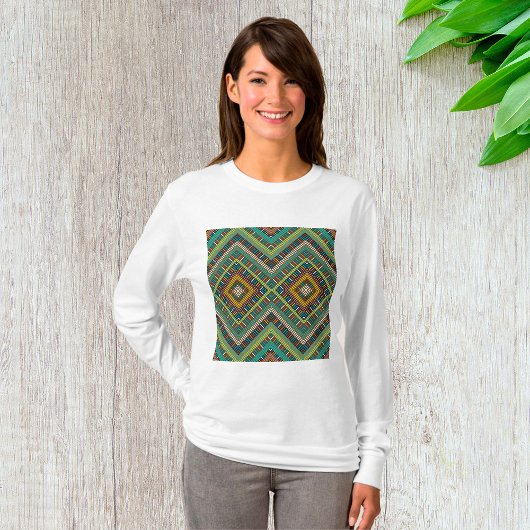 Tribal Geometric Muster Boho Ethnic Aztec T-Shirt