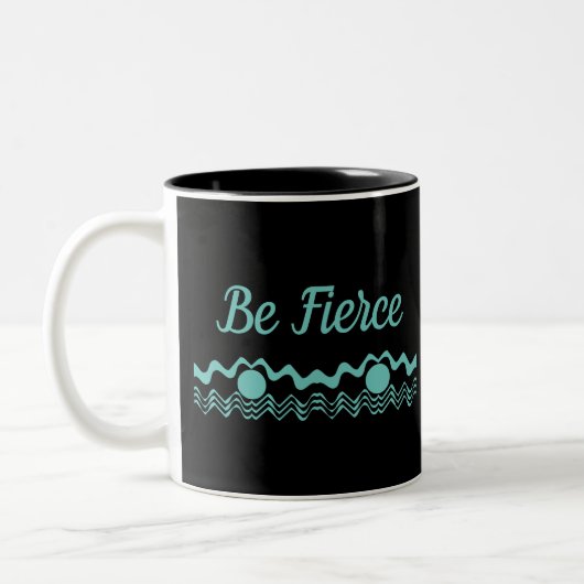 Tribal Geometric Turquoise and Black Zweifarbige Tasse (Links)