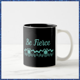 Tribal Geometric Turquoise and Black Zweifarbige Tasse