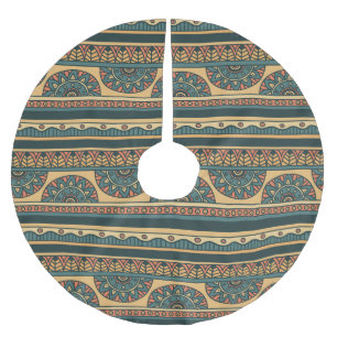 Tribal Geometrischer Ethnischer Vintage-Hintergrun Polyester Weihnachtsbaumdecke